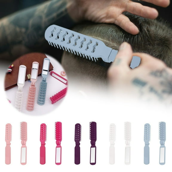 Compact Foldable Hair Brush with Travel Comb Ideal for Thick and Curly Hair Portable Design for Children and Ladies Beauty Tool for Styling