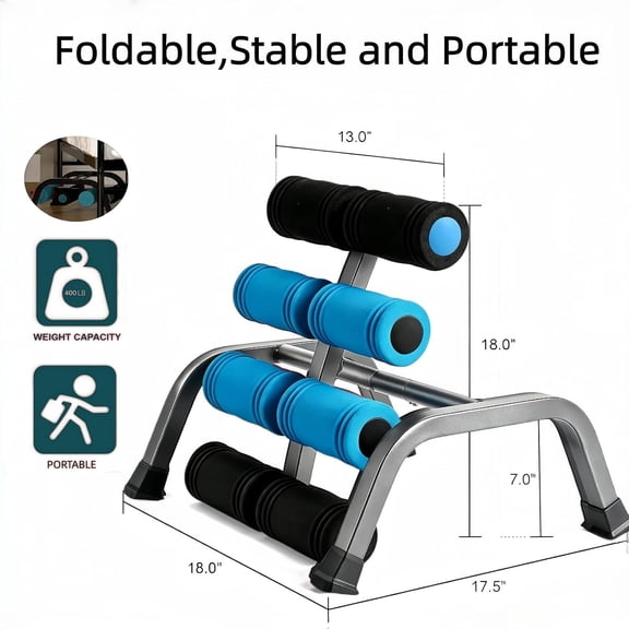 Compact Foldable Mini Inversion Table, 400LBS Heavy Duty Spinal Decompression Machine with 8 Massage Rollers, Safe Back Stretching Fitness Device for Household Workout