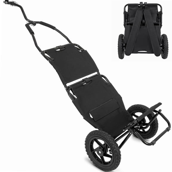 Compact Folding Black Cargo Bike Trailer with Oxford Cloth, Steel Frame and Quick Hitch, Hauls up to 154 lbs for Outdoor Adventures and Camping