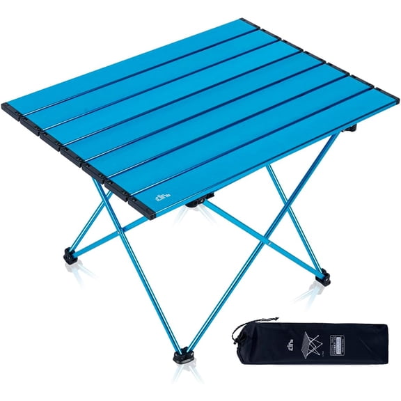Compact Folding Camping Table with Carry Bag Blue, Large