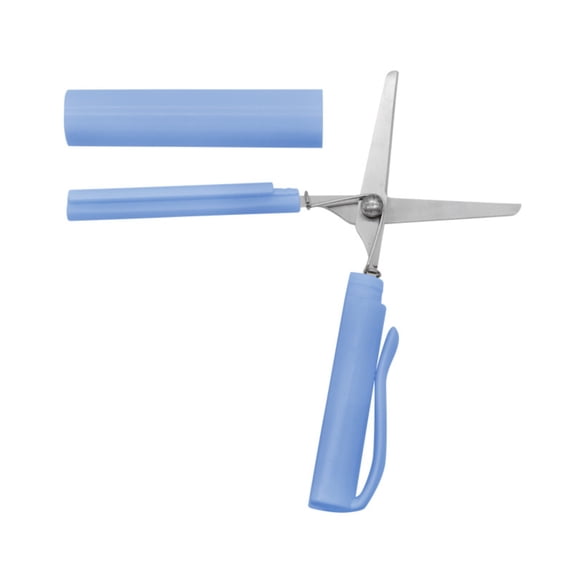 Compact Folding Pocket Scissors – Pen-Sized Travel Shears with Safety Lock, Stainless-Steel Blades for Snipping Threads, Opening Packages & Craft Projects on The Go,Pen-shaped Scissors,Blue