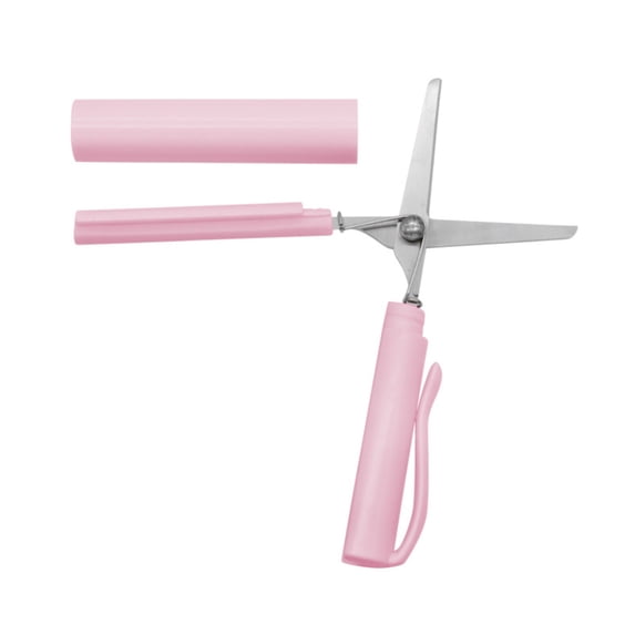 Compact Folding Pocket Scissors – Pen-Sized Travel Shears with Safety Lock, Stainless-Steel Blades for Snipping Threads, Opening Packages & Craft Projects on The Go,Pen-shaped Scissors(Pink,)