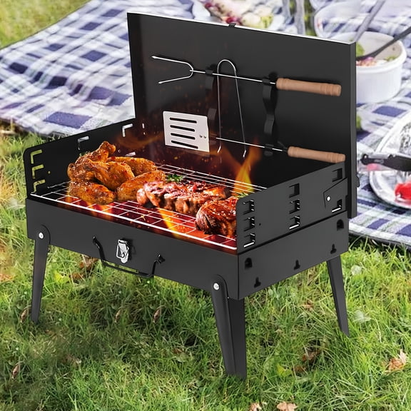 Compact Folding Portable BBQ Charcoal Grill - Lightweight Small Barbecue for Outdoor Cooking, Camping, Hiking, Picnics, Beach & Backyard Parties, Perfect Gift for Outdoor Enthusiasts