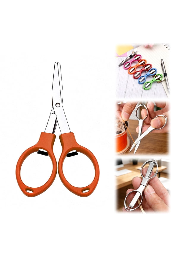 Compact Folding Scissors Keychain - Mini Pocket Scissors Portable Travel Scissors Stainless Steel Blade for Office Home Travel Camping Emergency Kit Hiking