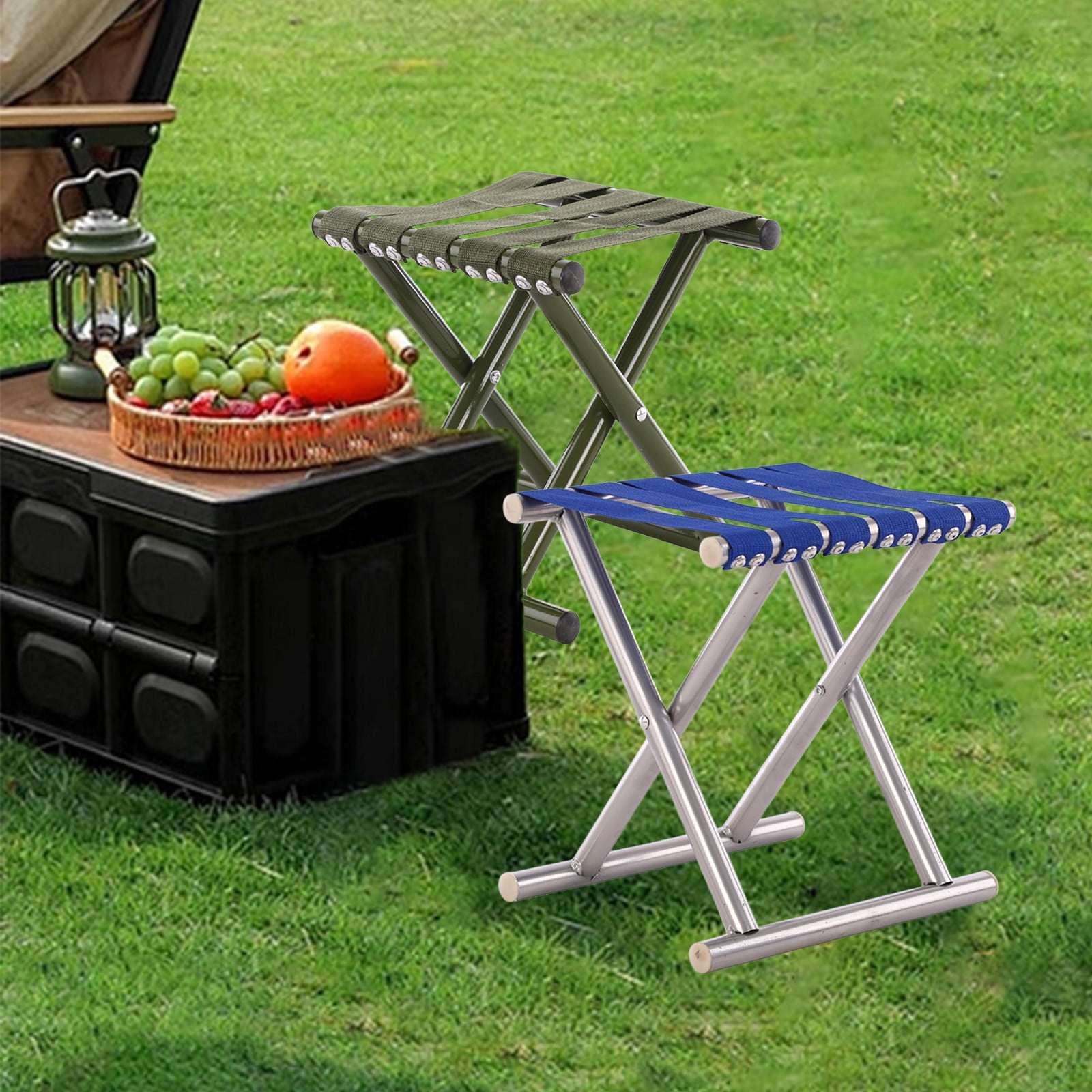 Compact Folding Stool Chair with One-Button Open & Close Design for Outdoor Fishing and Camping Lightweight, Stable Aluminum Frame Supports Up to 300lbs, Ideal for Travelers & Anglers NAJKZA