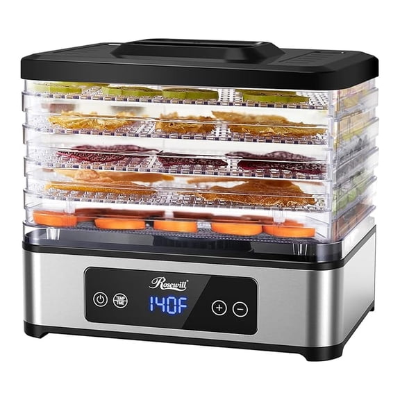 Compact Food Dehydrator, 5 Stackable Trays with Adjustable 48H Timer and Temperature Control - 400W Electric Food Dryer for Jerky, Fruits, , Veggies, Meat & Dog