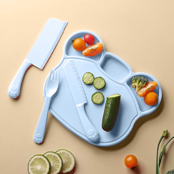 Compact Food Preparation Set with Safety Plastic Cutting Board and Storage Slots for Kitchen Organization