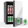thumbnail image 1 of Compact Freestanding Beverage Refrigerator and Skincare Fridge, 0.9 Cu Ft Mini Fridge Holds 24 Cans with Reversible Mirrored Front Door & Temperature Control for Soda, Beer and Beauty Products, 1 of 12