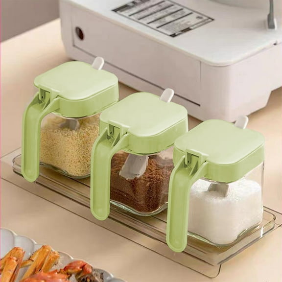 Compact Glass Spice Jars Set - Airtight Kitchen Spice Organizer Bottles, Small Space-Saving Spice Containers, Keep Spices Dry for Kitchen Dining Room