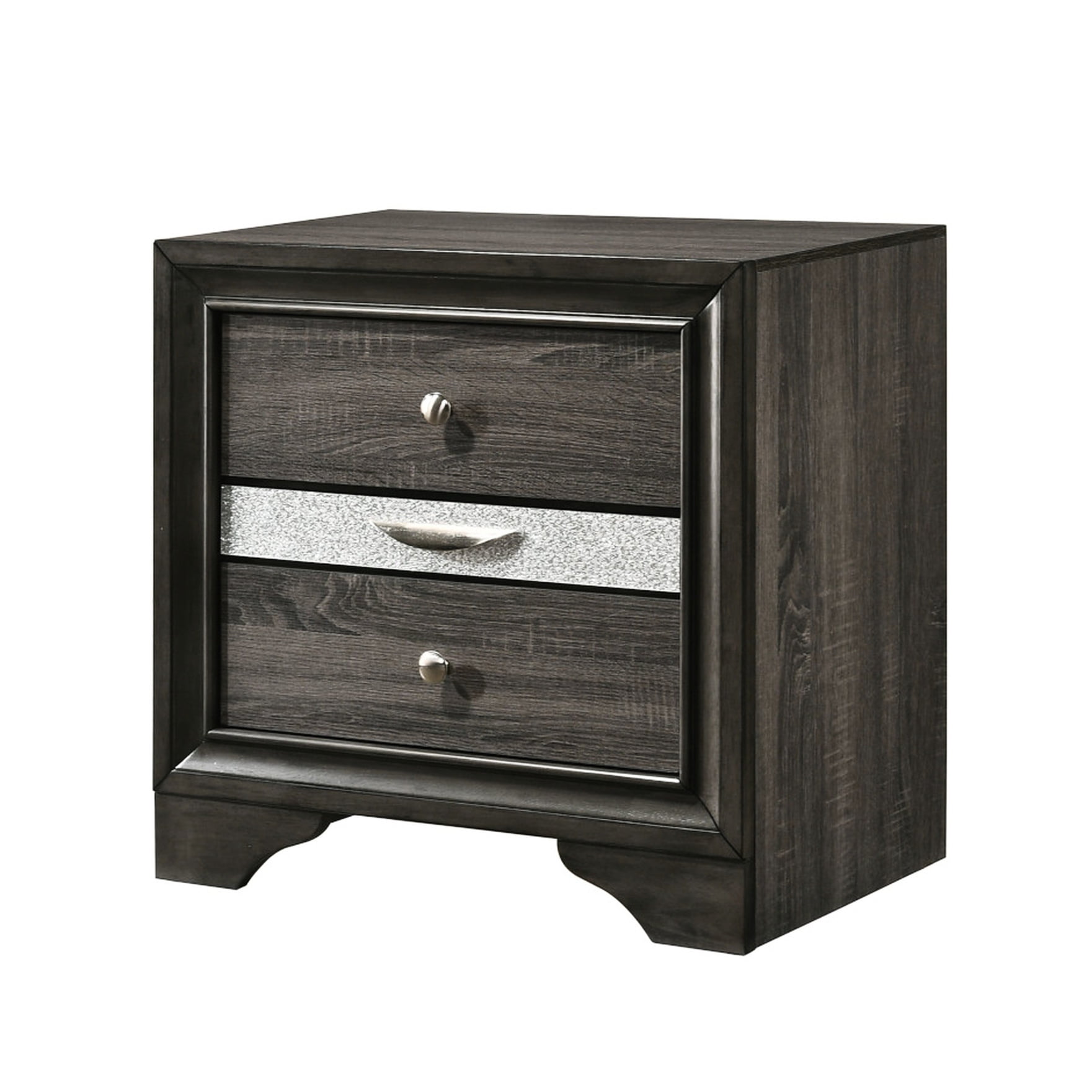 Compact Gray Bedside Table | Drawers for Bedtime Needs | Synthetic Wood ...