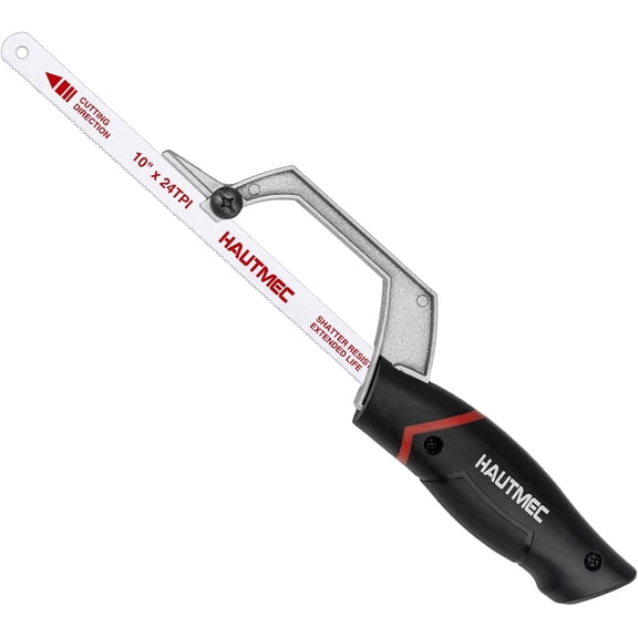 Compact Hacksaw, 10" Hacksaw with Bi-Metal HSS, Aluminium Frame, Cutting Guide Design, Small Hand Saw for Cutting Metal, Plastic, PVC & Wood, Ideal for Tight Spaces  HT0427