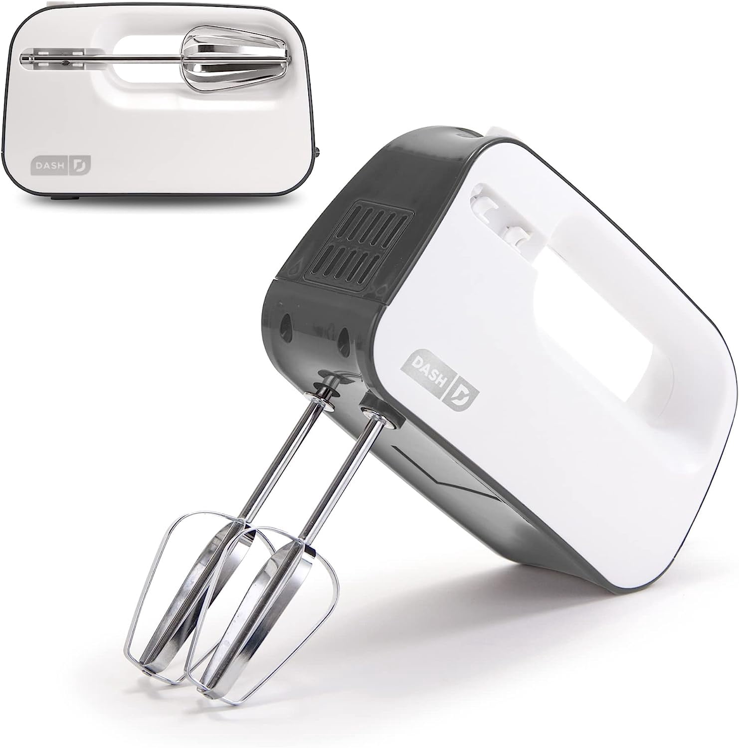 Compact Hand Mixer Electric for Whipping + Mixing Cookies, Brownies, Cakes, Dough, Batters, Meringues & More, 3 Speed - Grey