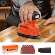 Compact Hand Sander Efficient Detail Sander Tool with Premium Sandpaper Kit, Powerful Dust Collection, Low Vibration Ergonomic Handle, for Wood Metal Paint Smooth Surface Finishing