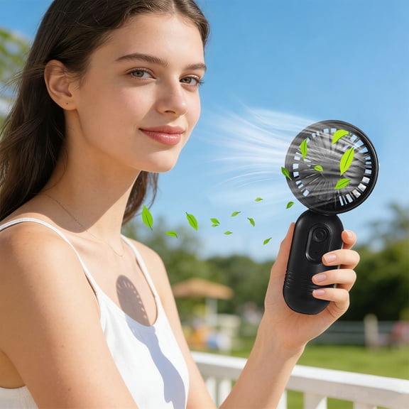 Compact Handheld Personals Fan, Portable Mini USB Cooler, 3 Speed Adjustable Rechargeable Ventilator, 5 Inch Quiet Device for Travel and Office