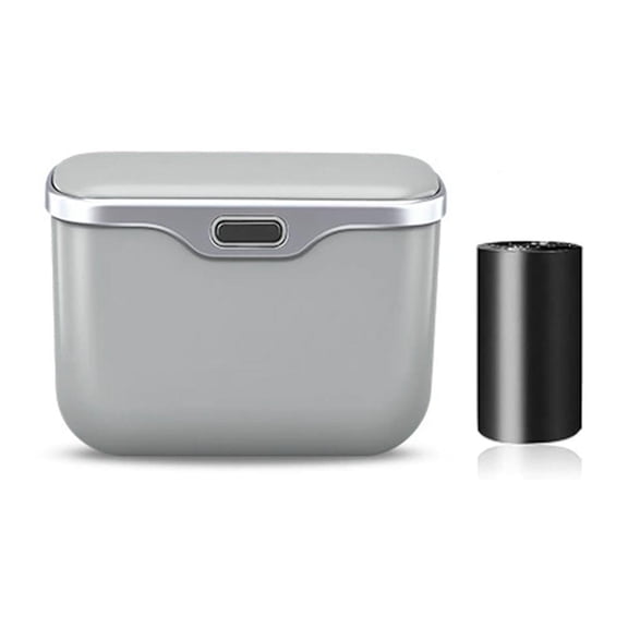 Compact Hanging Vehicle Trash Can with Leather Finish & Bags, 6.3x5.1 Inch Waste Bin
