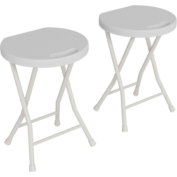 Compact Heavy Duty Folding Stool 600Lbs 18-In HDPE with Handle and Non-Slip Feet for Indoor/Outdoor