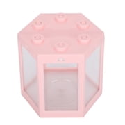 Compact Hexagon Desktop Fish Tank for Office and Home Decor - Shatter-Resistant Plastic Aquarium, Pink 13x12x12 inches / 33x30x30 cm