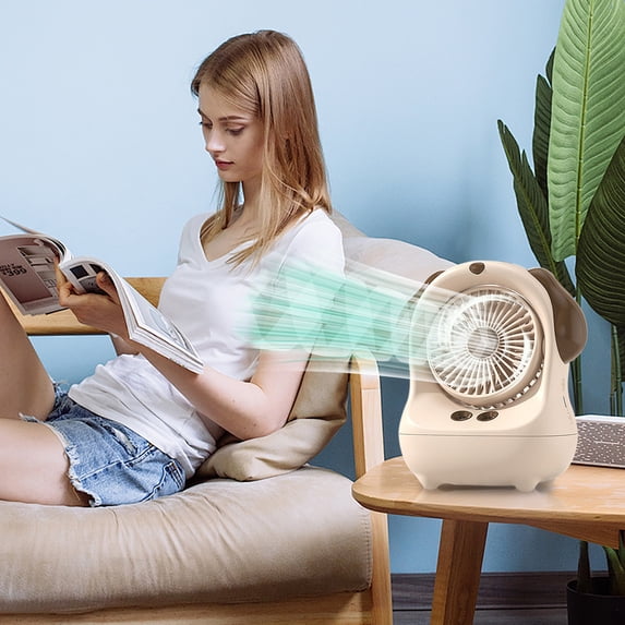 Compact High Powered Fan, Evaporative Cooling Spray Fan, Humidifying Cooler, Mini Desktop Ventilator, 7 Inch USB Powered Device for Office and Household
