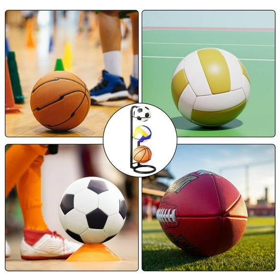 Compact Home Storage Rack - Indoor Basketball Organizer with Holders Space-Saving Design for Efficient Home Organization