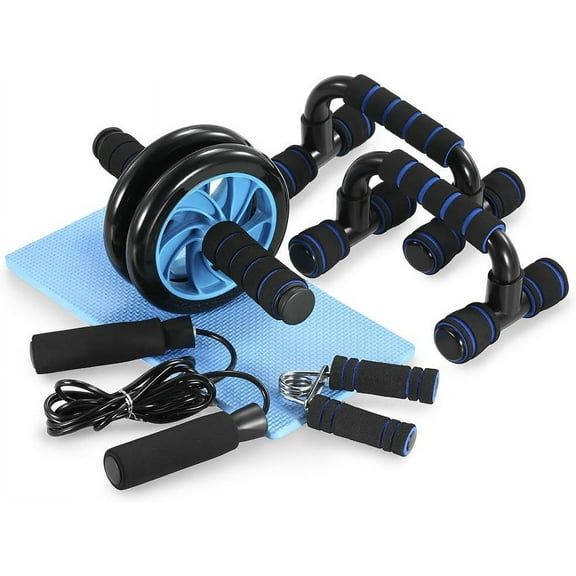Compact Home Workout Equipment, Abdominal Roller Kit With Non-Skid Base, Jump Rope For Indoor Outdoor Use, Portable Fitness Gear For Upper Body Exercise
