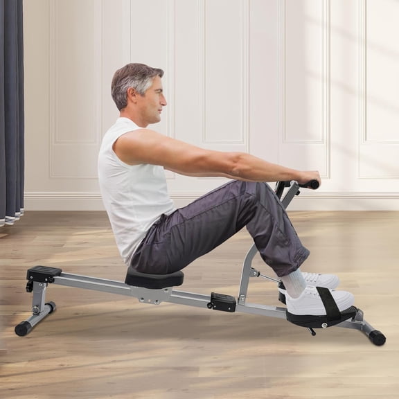 Compact Hydraulic Rowing with LED Meter, Foldable Exercise Equipment for Home Gym, 264.55 lbs Capacity
