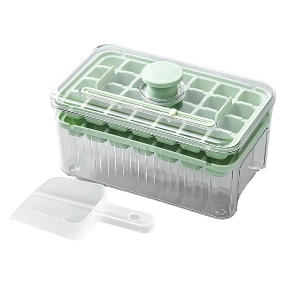 Compact Ice Cube Tray with Lid and Bin,Mini Press-Type Ice Cube Maker for Freezer,Space-Saving Small Ice Bucket with Tongs for RV,Office,Mini Ice Cube Trays,BPA-Free