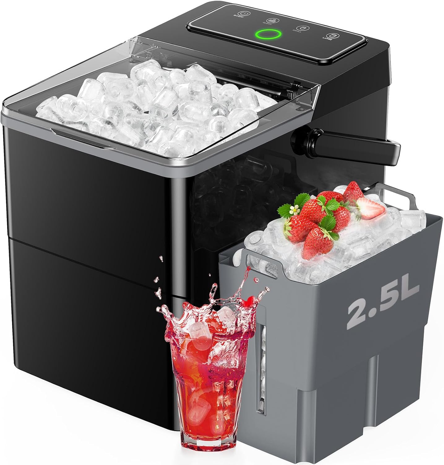 Compact Ice Maker with 2.5L Ice Basket & 1.8L Water Tank, Smart Touch ...