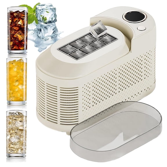 Compact Ice Maker Compact Ice Maker,Small Spaces Fast Cube,Dual Power,Easy to Clean(Beige)