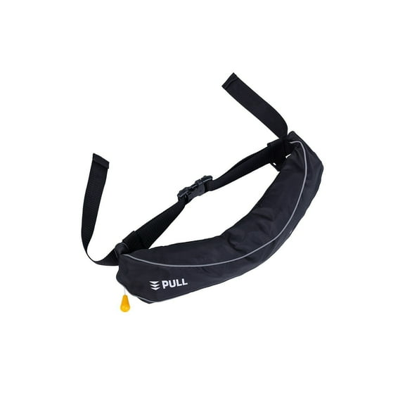 Compact Inflatable Life Vest Belt for Adults - Manual Pull Cord, Black (CO2 Cylinder Not Incl.)