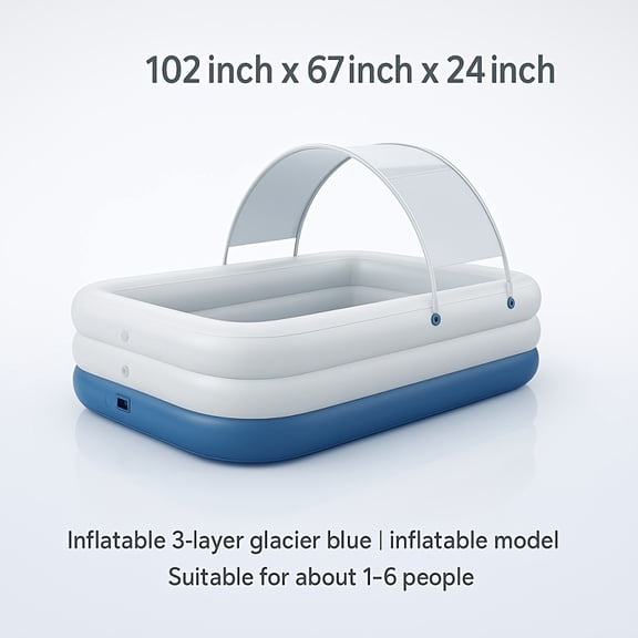 Compact Inflatable Swimming Pool for Adults with Shade Swimming Pool Can Be Placed in Courtyard Garden