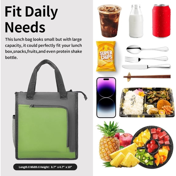 Compact Insulated Lunch Bag – Personalized Design with Logo/Text/Photo for Work, School, or Travel Picnics