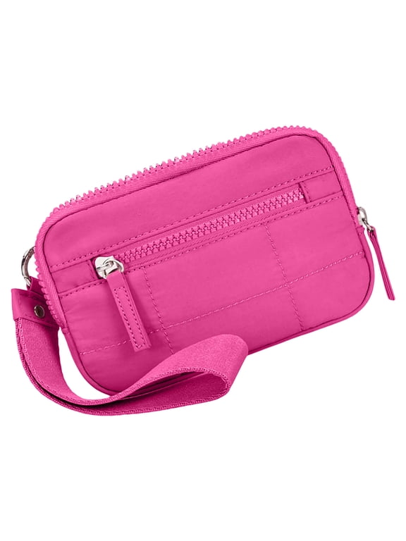 Compact Keychain Wristlet Purse with Zippered Card Slots & Coin, Women's Travel Wallet with Adjustable Strap