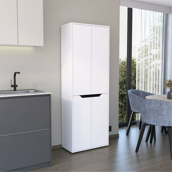 Compact Kitchen Cabinet 66.9"H Four Doors Five Shelves for Kitchen Items