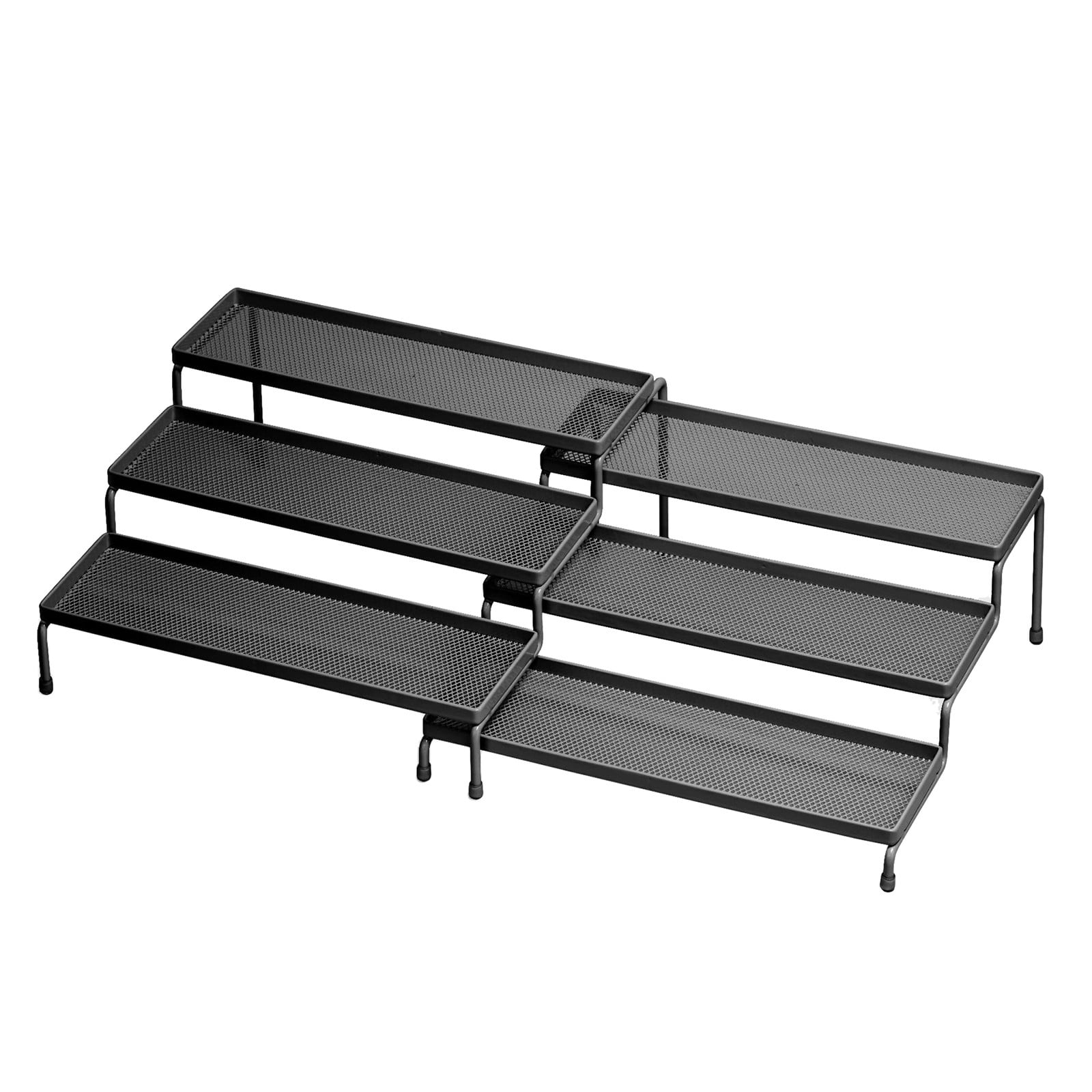 Compact Kitchen Cabinet Organizer 3 Tier Stepped Rack Stretchable Jar ...