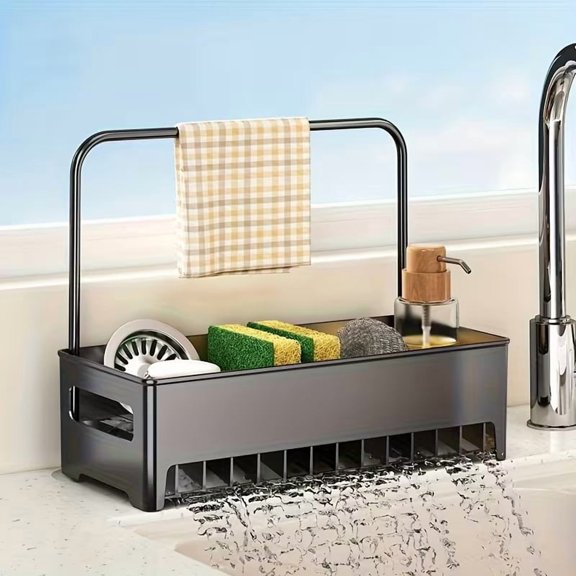 Compact Kitchen Sink Rack with Drain Basket Space-Saving Over-Sink Drying Rack for Small Kitchen, Modern Stainless Steel Dish Organizer, No Tools Required
