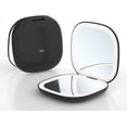 thumbnail image 1 of Compact LED Magnifying Travel Makeup-Mirror - 3.5 inches 1X/10X Magnification Small Hand Pocket Dimmable Double Sided USB Rechargeable Touch Screen, Portable Tabletop Cosmetic (Black), 1 of 7