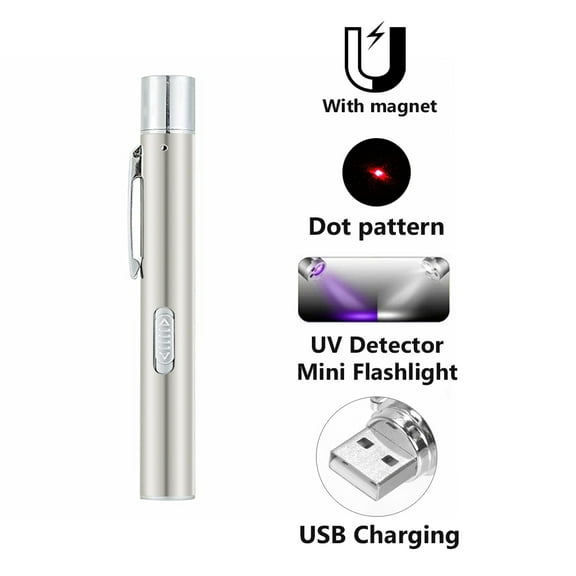 Compact Laser Pointer, USB Rechargeable Multi purpose Pet Toy, 3-in-1 with Red, White LED, and UV Lights, for Cats and Dogs Play Fun