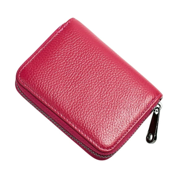 Compact Leather Coin Purse with Zipper for Credit Card and ID Storage - Stylish and Versatile Wallet for Men and Women
