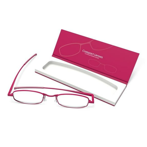 Compact Lens Flat Folding Reading Glasses, Berry - Plus 1.5