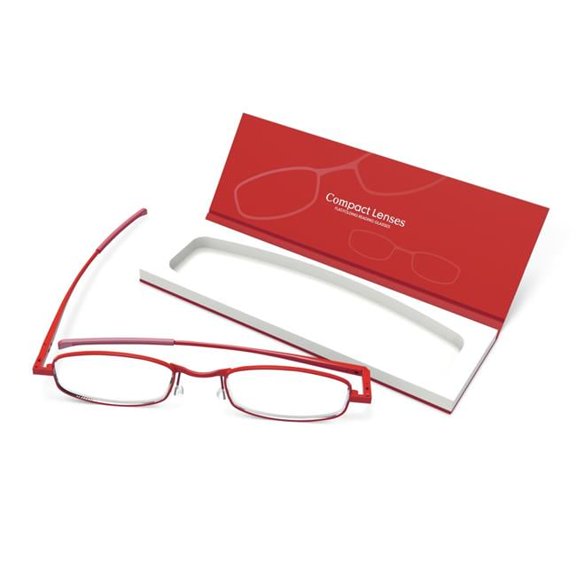 Compact Lens Flat Folding Reading Glasses, Chilli - Plus 3.0