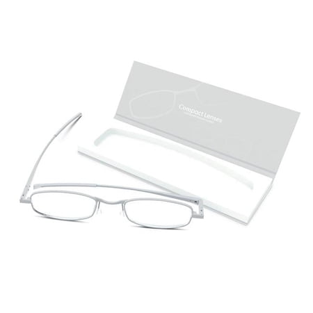 Compact Lens Flat Folding Reading Glasses, Frost - Plus 3.0