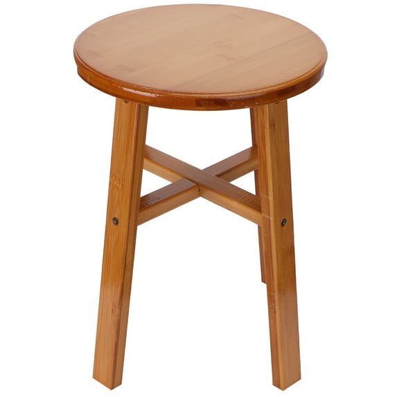 Compact Low Bench for Home & Living Room Use, Round Design Versatile Bamboo Kids' Stool