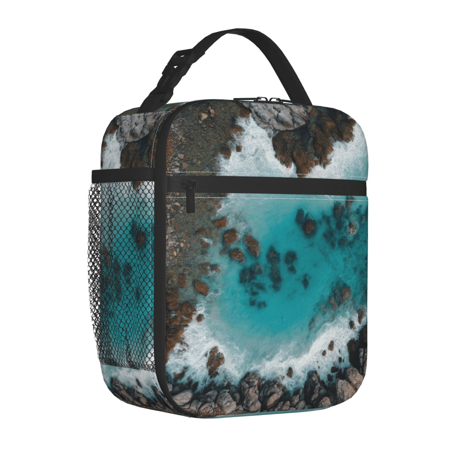 Compact Lunch Bag Reusable Insulated Lunch Tote with Side Mesh Pocket ...