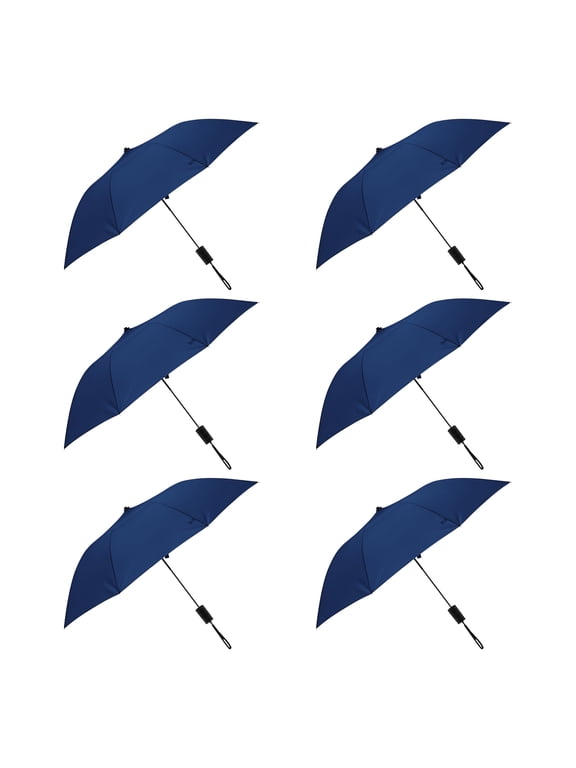 Compact Manual Folding Umbrellas Set of 12, Bulk Pack - Perfect for Travel, Promotional Events or Giveaways - Navy Blue