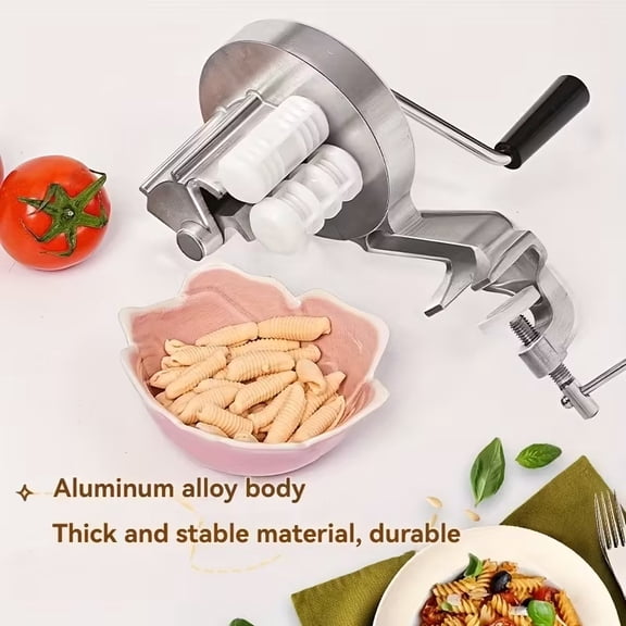 Compact Manual Noodle Maker - Hand-Cranked Pasta and Macaroni Machine for Home Use