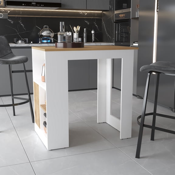Small Rectangular Kitchen Island in Melamine / Fits Any Kitchen Size