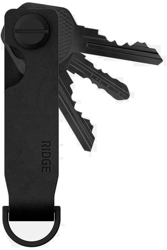 Compact Metallic Key Organizer with Midnight Black Leather, Holds 2 to 6 Keys