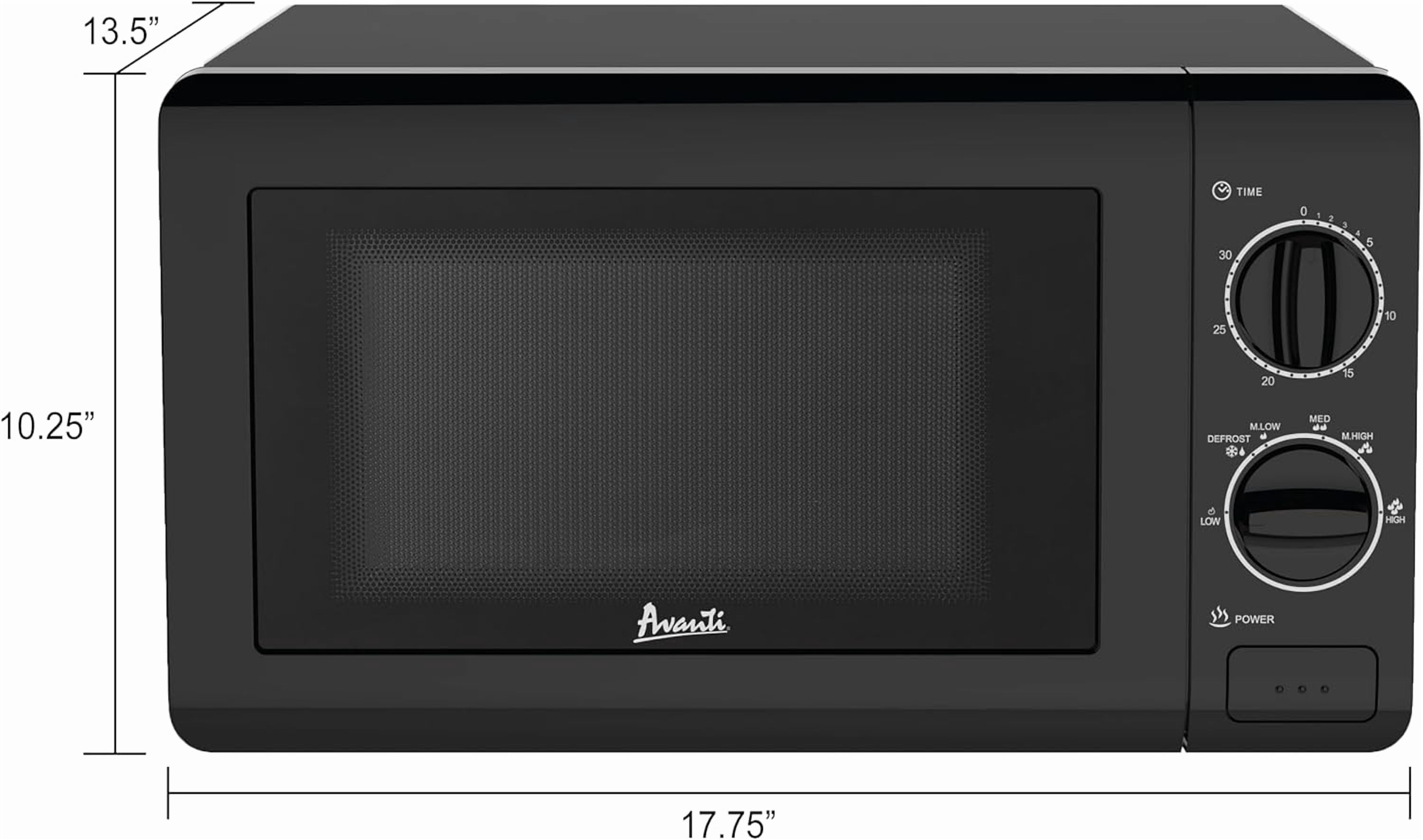 Compact Microwave Oven 700- with 5 Power Settings, Defrost, Glass Turntable, Black