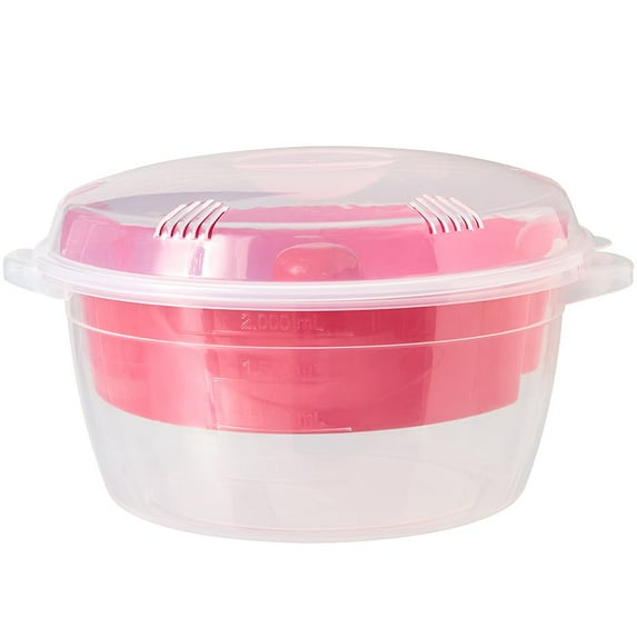 Compact Microwave Rice Cooker or Vegetable Steamer with Lid