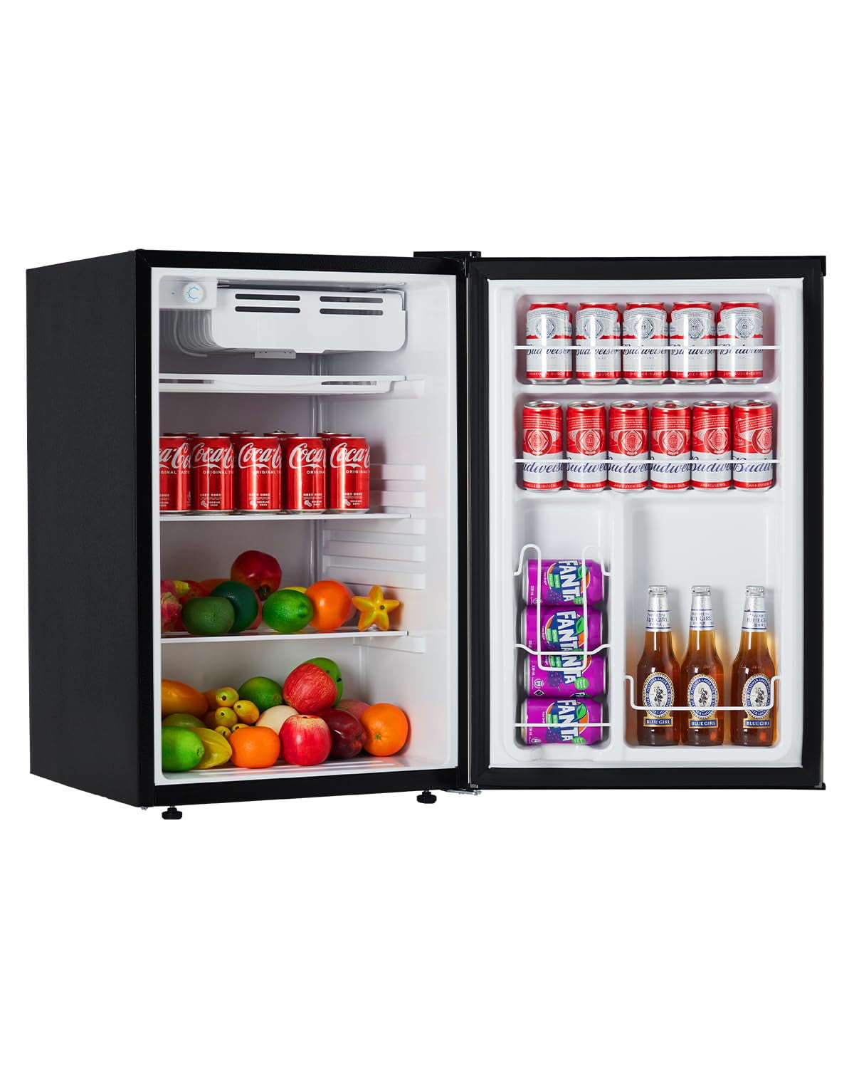 Compact Mini Fridge with Freezer, 4.5 Cu.Ft - Dual Zone Temperature Control, 7 Adjustable Settings, Removable Shelves, Quiet & Energy Efficient - Ideal for Bedroom, Office, Dorm